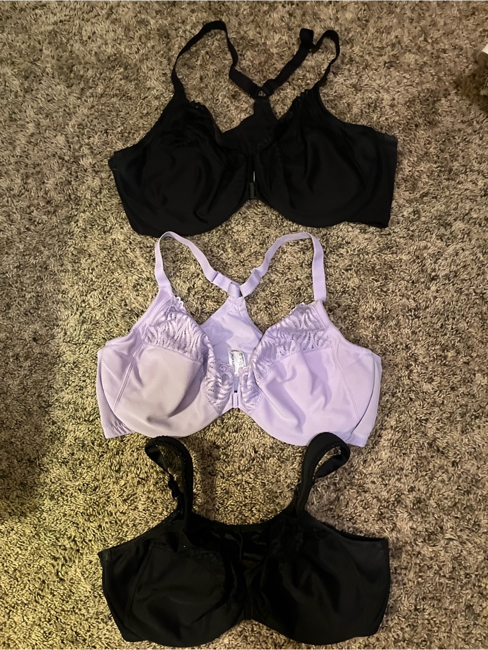 Women’s Supportive Underwire Bra - Black & Lavender by Glamorise 44DD